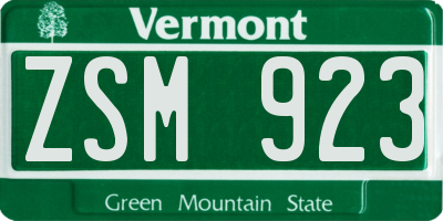 VT license plate ZSM923