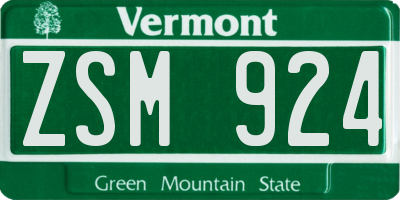 VT license plate ZSM924