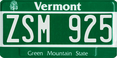 VT license plate ZSM925