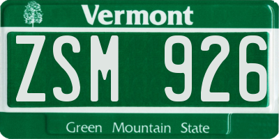 VT license plate ZSM926