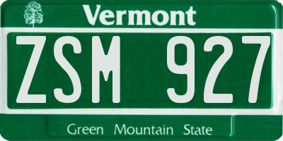 VT license plate ZSM927