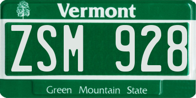 VT license plate ZSM928