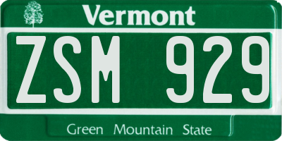 VT license plate ZSM929
