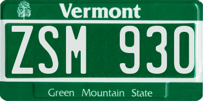 VT license plate ZSM930