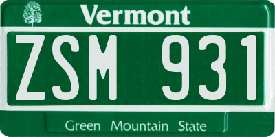 VT license plate ZSM931