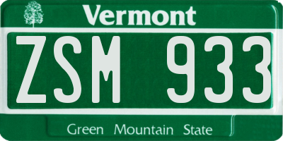 VT license plate ZSM933