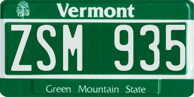 VT license plate ZSM935
