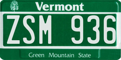 VT license plate ZSM936