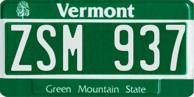 VT license plate ZSM937
