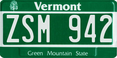 VT license plate ZSM942