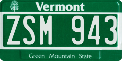 VT license plate ZSM943