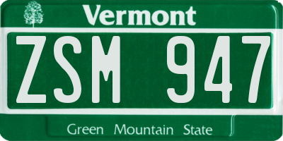 VT license plate ZSM947