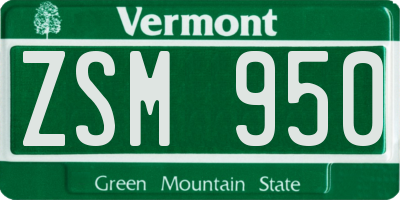 VT license plate ZSM950