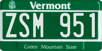VT license plate ZSM951