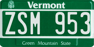 VT license plate ZSM953