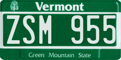 VT license plate ZSM955