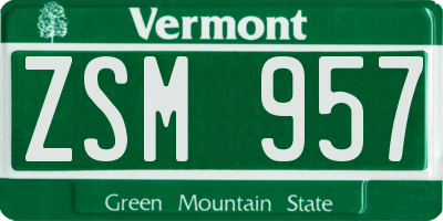 VT license plate ZSM957