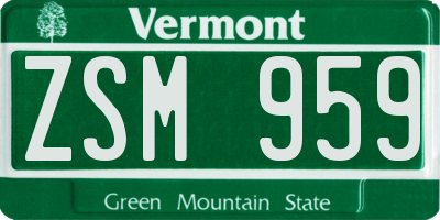 VT license plate ZSM959