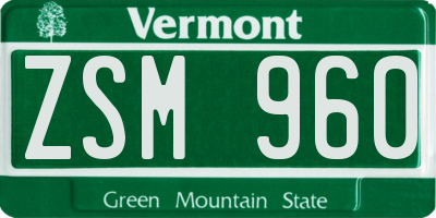 VT license plate ZSM960