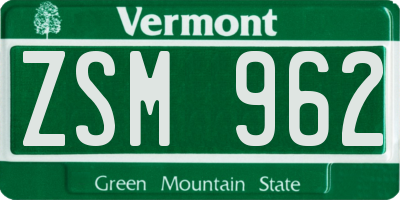 VT license plate ZSM962