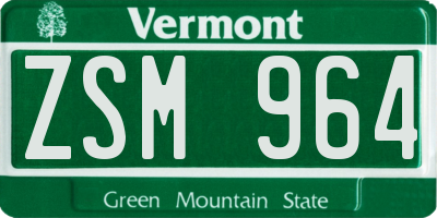 VT license plate ZSM964
