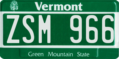 VT license plate ZSM966