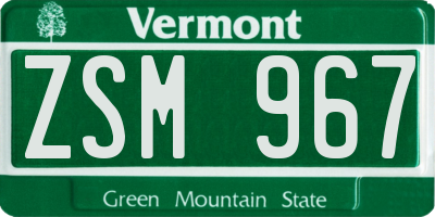 VT license plate ZSM967