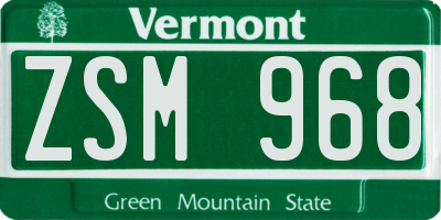 VT license plate ZSM968