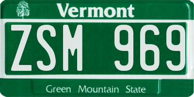 VT license plate ZSM969