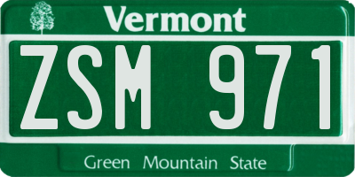VT license plate ZSM971