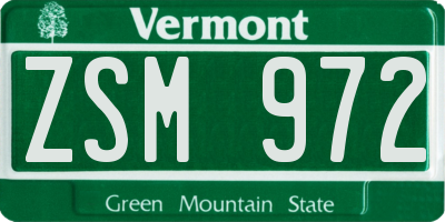 VT license plate ZSM972