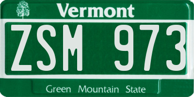 VT license plate ZSM973
