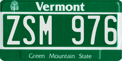 VT license plate ZSM976
