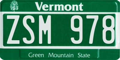 VT license plate ZSM978