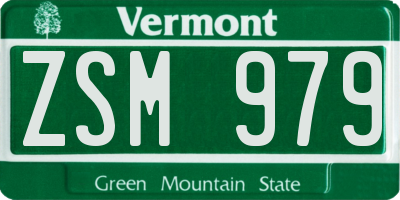 VT license plate ZSM979