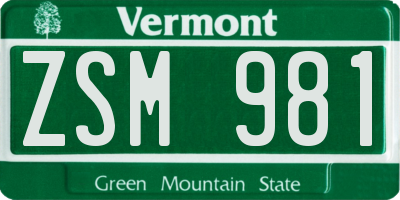 VT license plate ZSM981