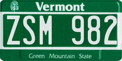 VT license plate ZSM982