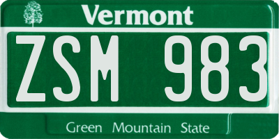 VT license plate ZSM983
