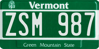 VT license plate ZSM987