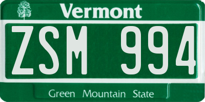 VT license plate ZSM994