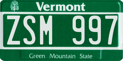 VT license plate ZSM997