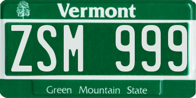VT license plate ZSM999