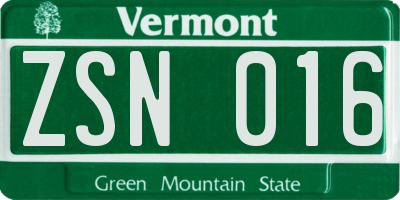 VT license plate ZSN016