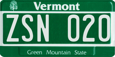 VT license plate ZSN020