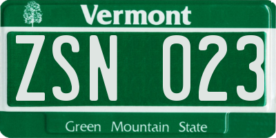 VT license plate ZSN023