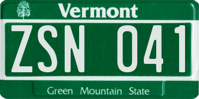 VT license plate ZSN041