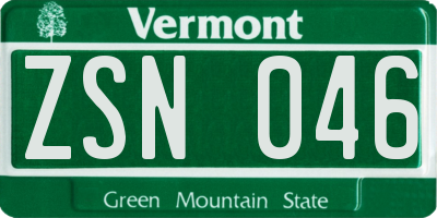 VT license plate ZSN046