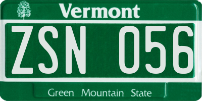 VT license plate ZSN056