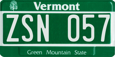 VT license plate ZSN057