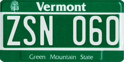 VT license plate ZSN060